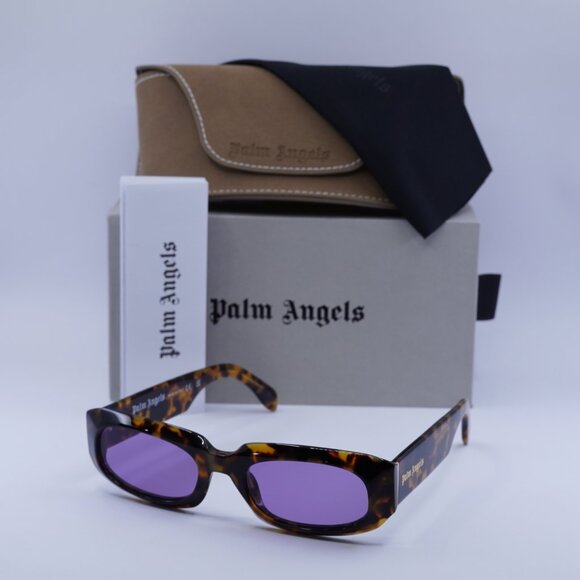 Palm Angels PERI104 NOAH 6037 Sunglasses Havana Rectangle Frame, Purple Lenses - Picture 11 of 11